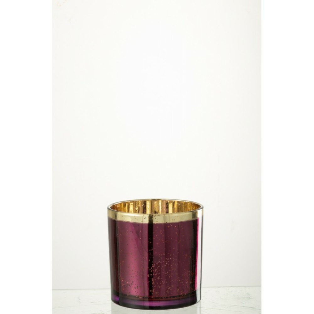 Photophore en verre bordeaux 15x15x15 cm