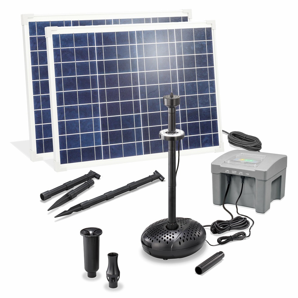 Kit pompe de bassin solaire esotec 100/4000 led avec accumulateur life 12,8v/24ah 101941