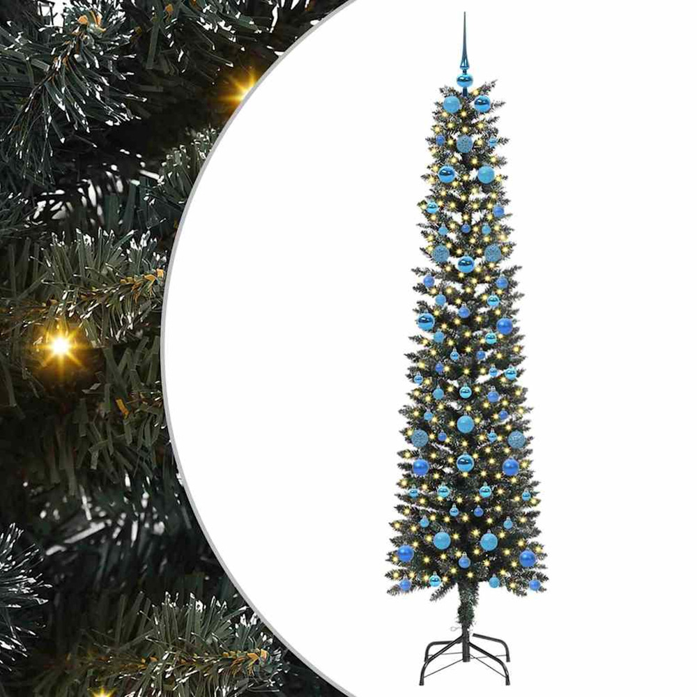 Sapin de noël artificiel vert 210 cm pvc, plastique et acier