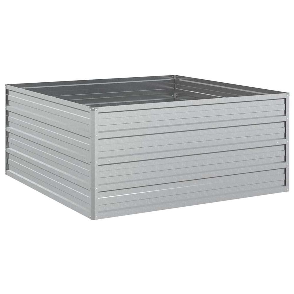 Lit surélevé de jardin 100x100x45 cm acier galvanisé argenté
