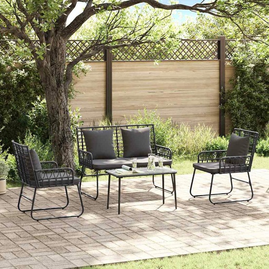 Ensemble de salle à manger pour jardin 3 pcs noir et anthracite