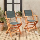 Fauteuils de jardin en bois et textilène - almeria savane - 2 fauteuils pliants en bois d'eucalyptus  huilé et textilène