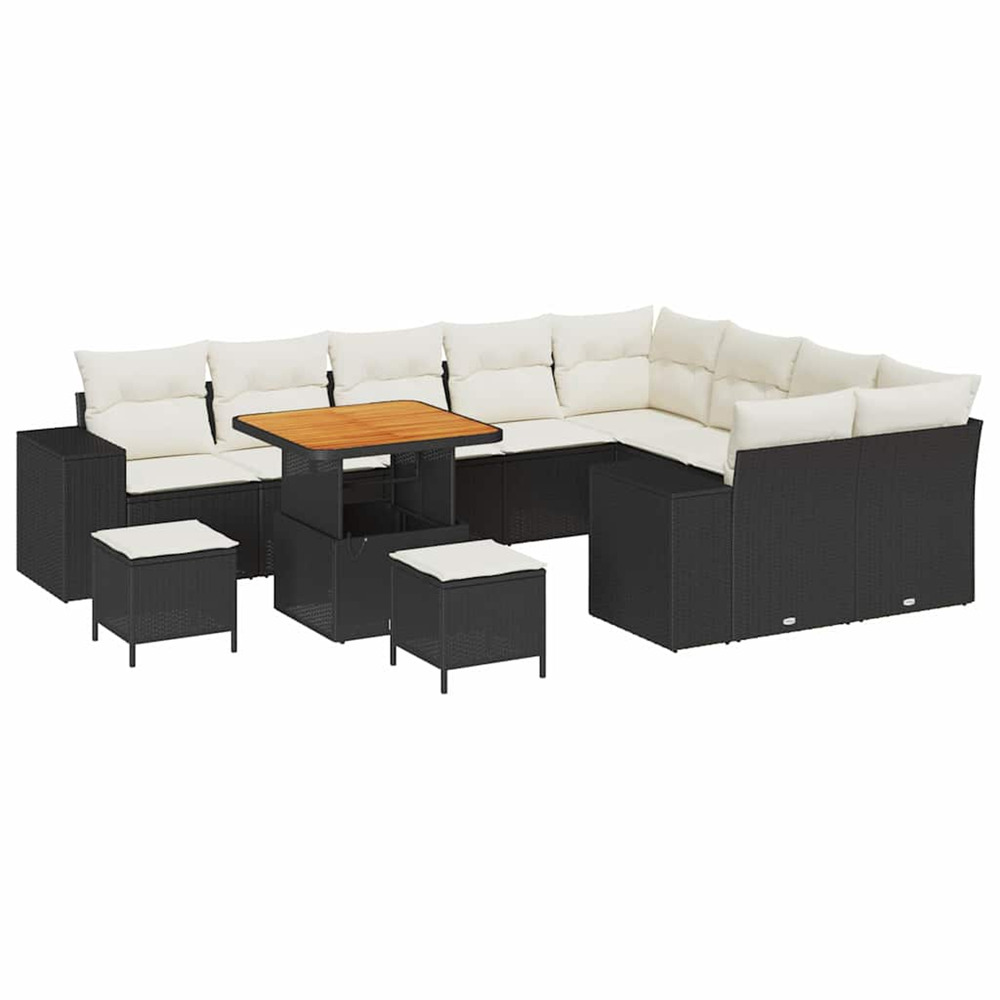 Ensemble de canapé de jardin avec coussin 12 pcs noir et crème