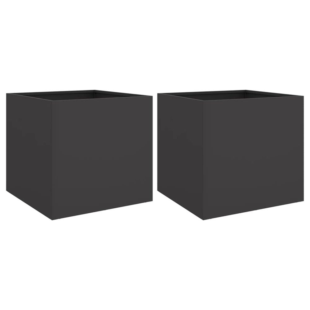 Jardinière d'extérieurs 2 pcs noir 42x40x39 cm acier