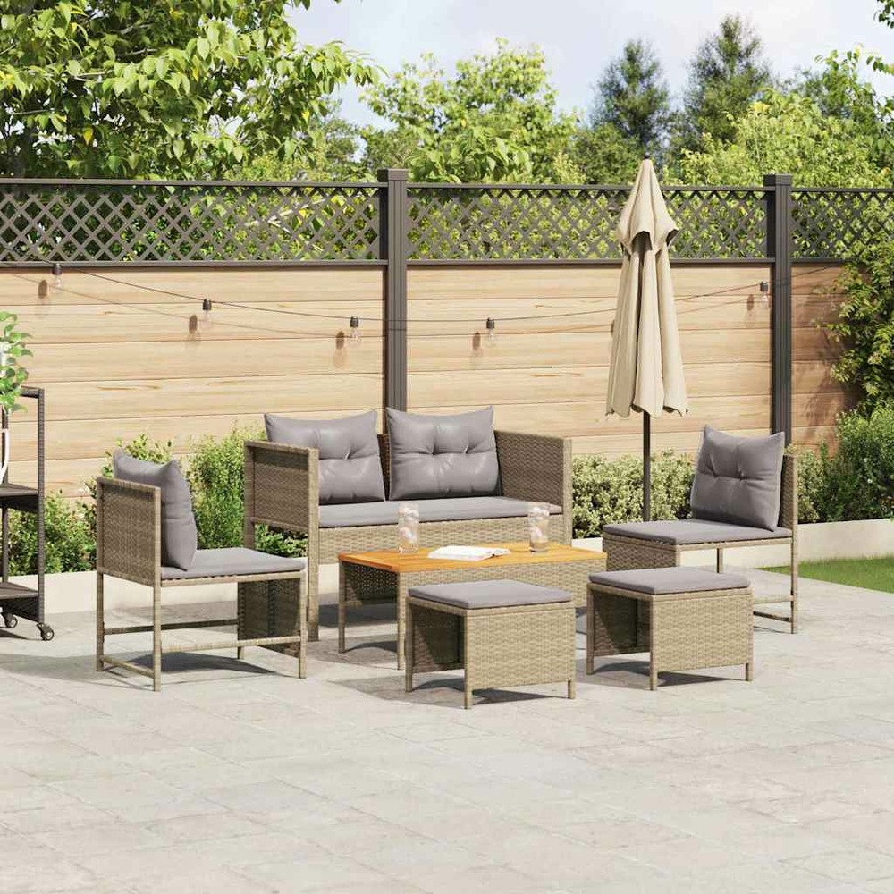 Ensemble de canapé de jardin 6 pcs beige et gris clair