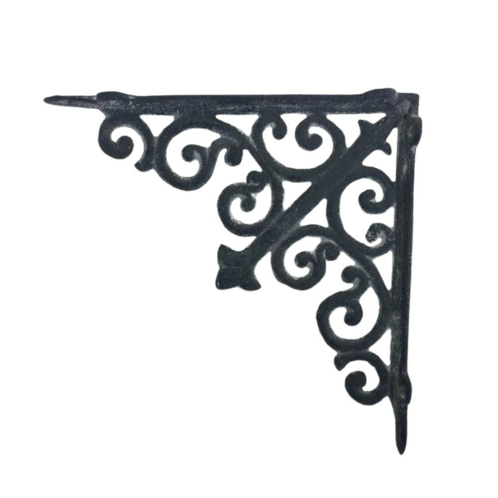 Equerre fixation étagère vintage ancienne fonte grise 25 x 25 cm