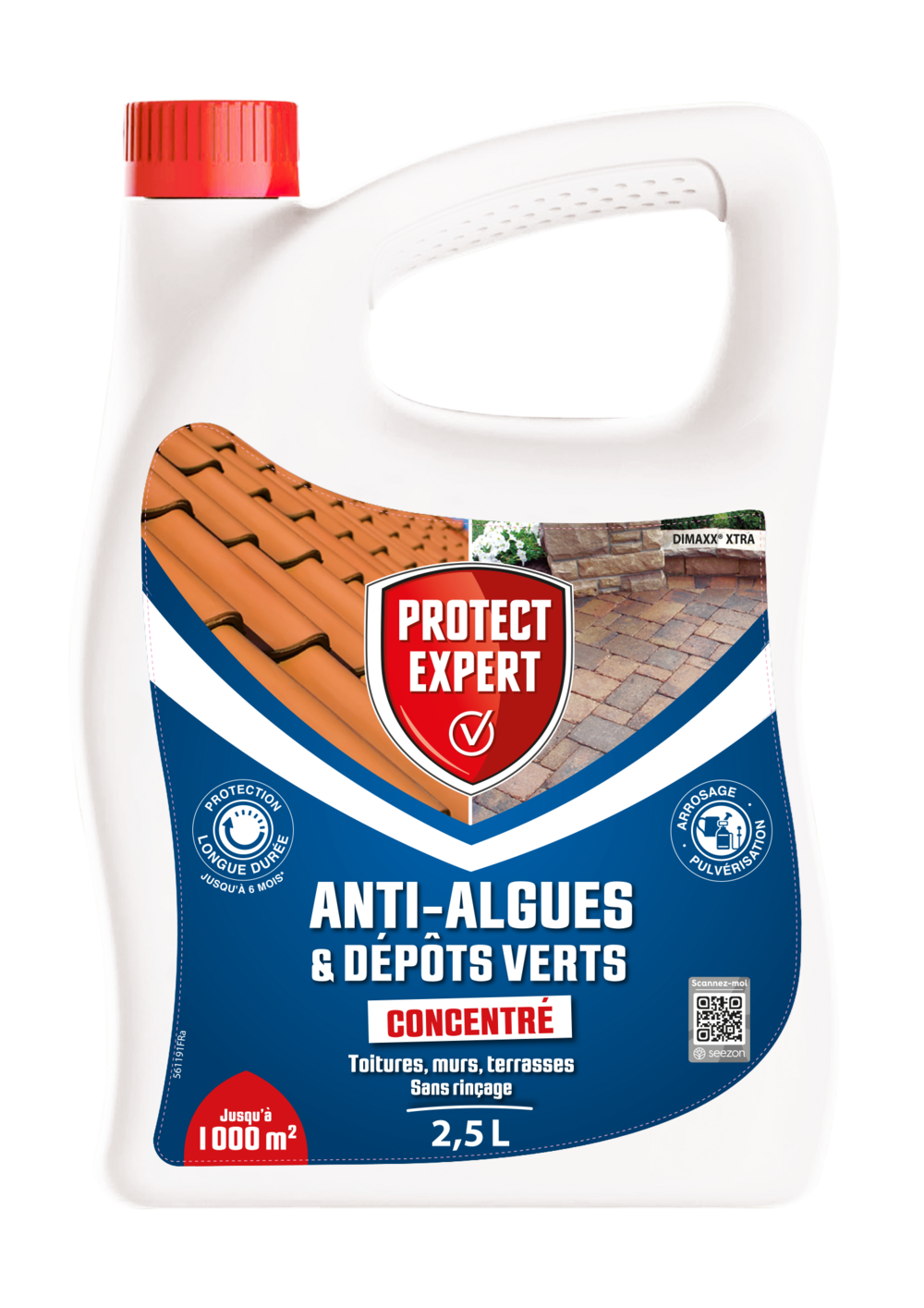 Anti algues & lichens - anti-dépôt vert - concentré 2,5l - 1000m² - toiture - terrasse - dalles - piscine