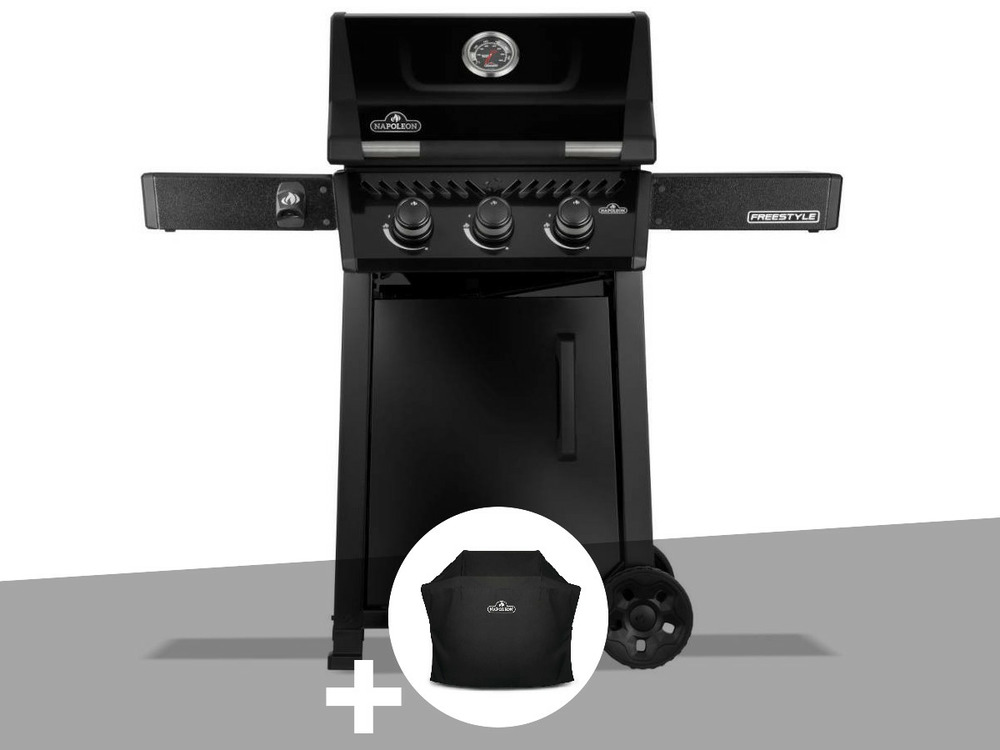 Barbecue gaz freestyle 365 noir 3 brûleurs + housse de protection
