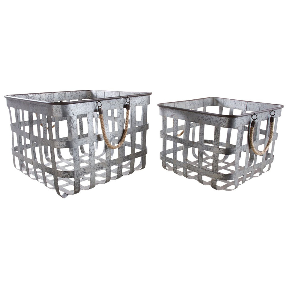 Corbeilles carrées en métal (lot de 2)