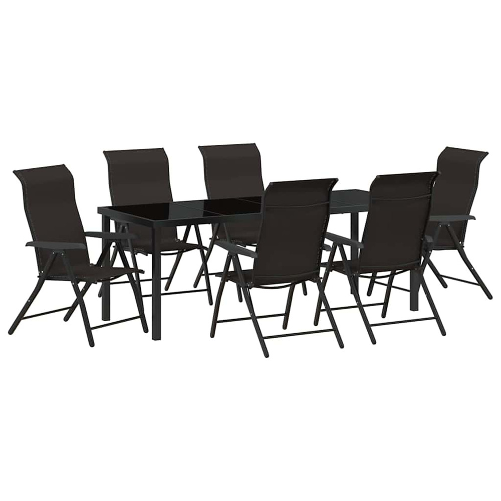 Ensemble de salle à manger pour jardin 7 pcs noir café