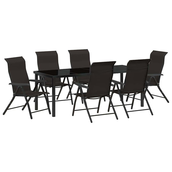 Ensemble de salle à manger pour jardin 7 pcs noir café