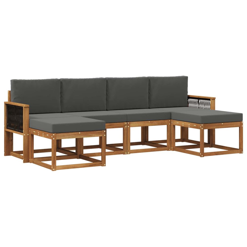 Ensemble de canapés d'extérieur 6 pc naturel et anthracite