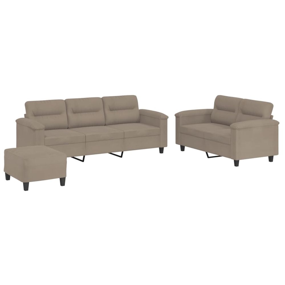 Ensemble de canapés 3 pcs avec coussins taupe tissu microfibre