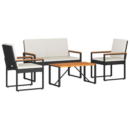 Ensemble de meubles d'extérieur 4 pc noir et blanc crème
