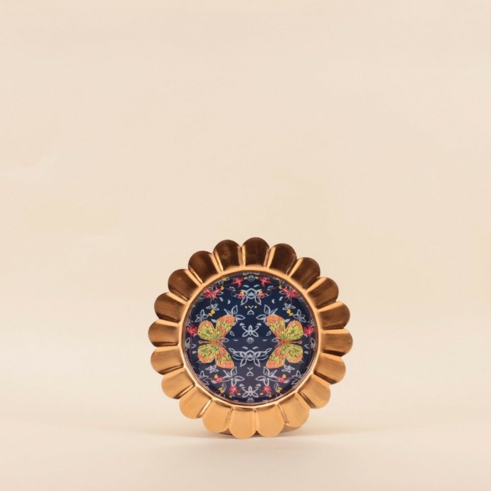 Plateau fantaisie en métal laqué asian fauna d22cm