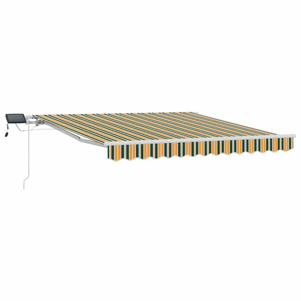 Auvent rétractable vert et jaune 300 x 250 cm tissu et acier