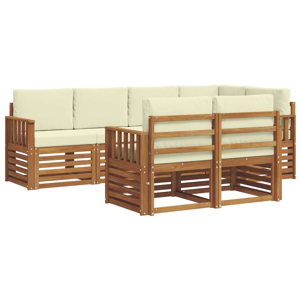 Ensemble de canapés d'extérieur 7 pc naturel et crème polyester