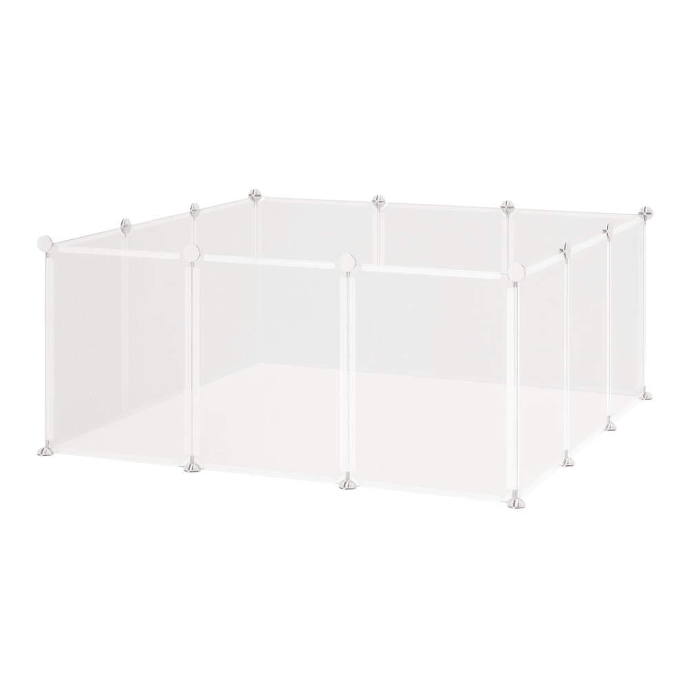 Enclos modulable métal résine pour petits animaux parc 105x105x45cm blanc