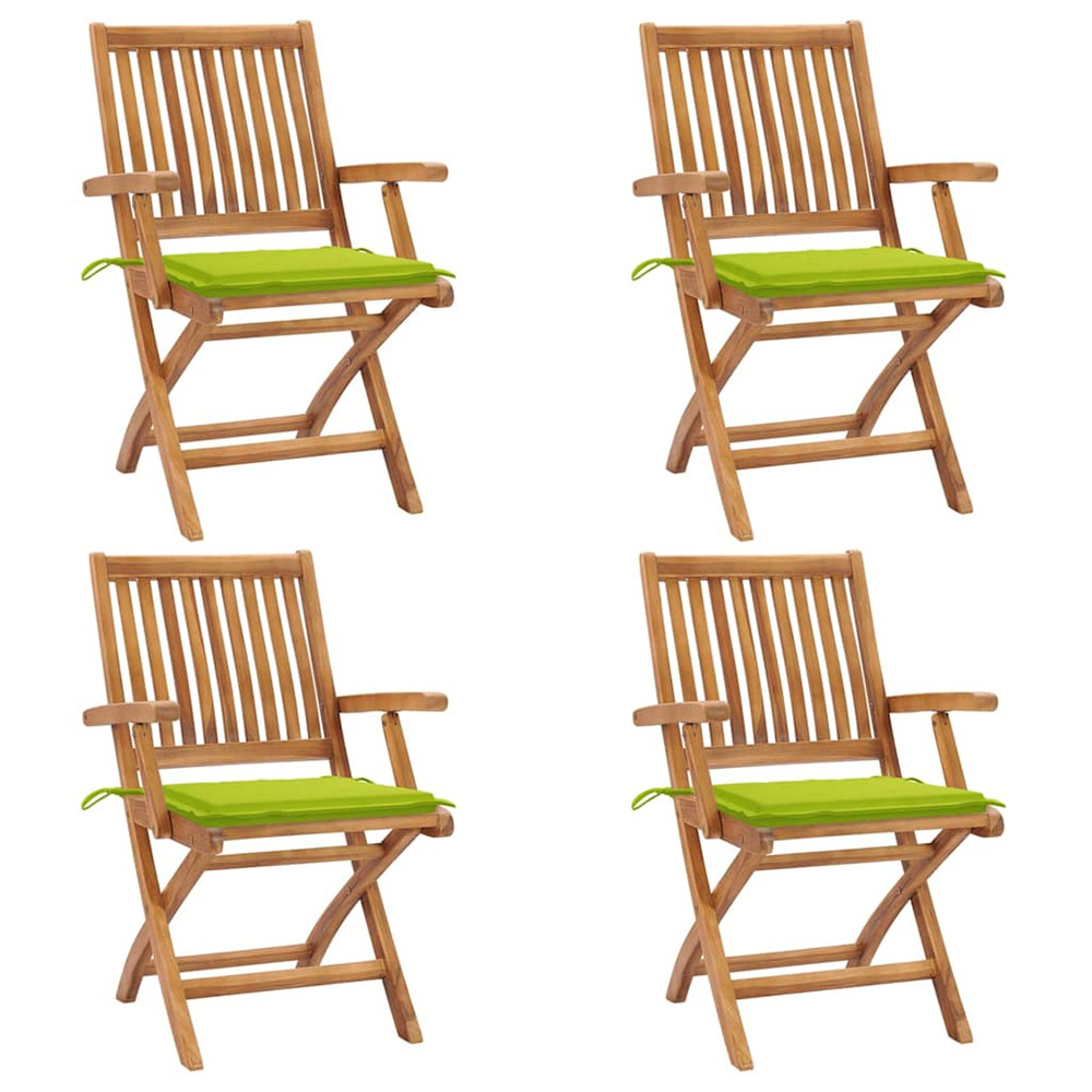 Chaises pliables de jardin avec coussins lot de 4 teck solide