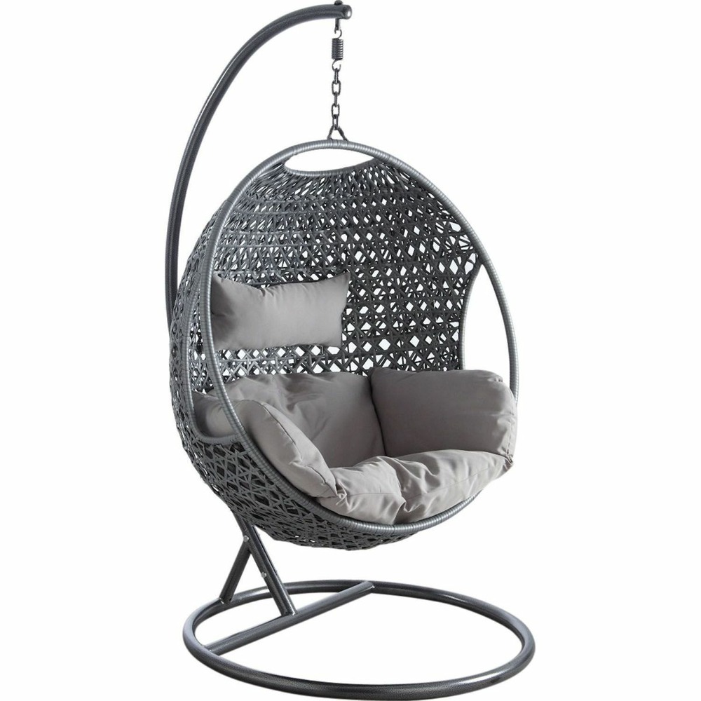 Fauteuil oeuf en polyrésine sur pied camélia