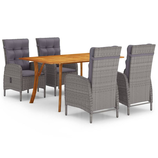 Ensemble à manger de jardin 5 pcs gris
