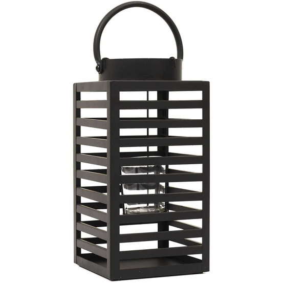 Lanterne en métal noir black forest 12 x 12 x 24.5 cm