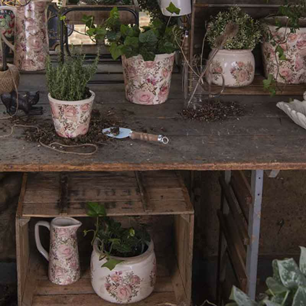 Pot de fleurs flowers rose céramique 20x20x15cm