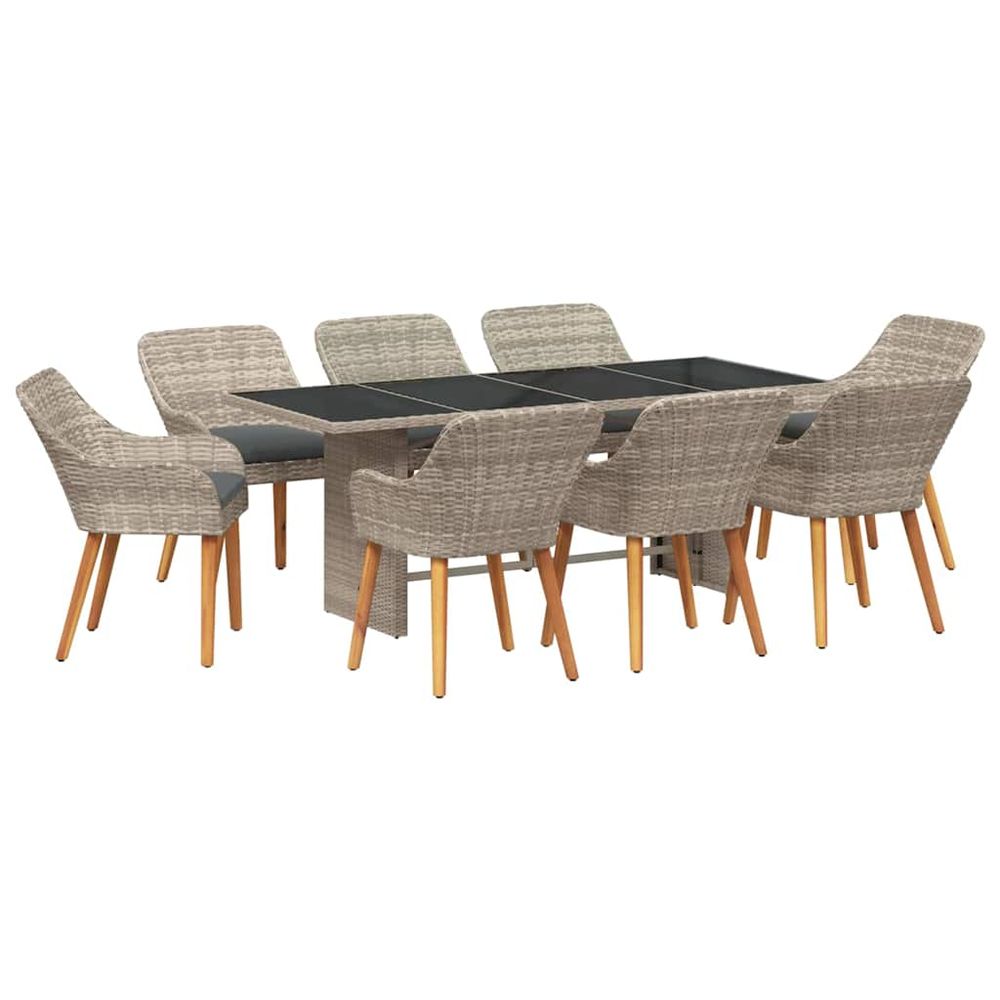Ensemble de salle à manger pour jardin 9 pc gris clair