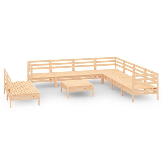 Salon de jardin 10 pcs bois de pin massif
