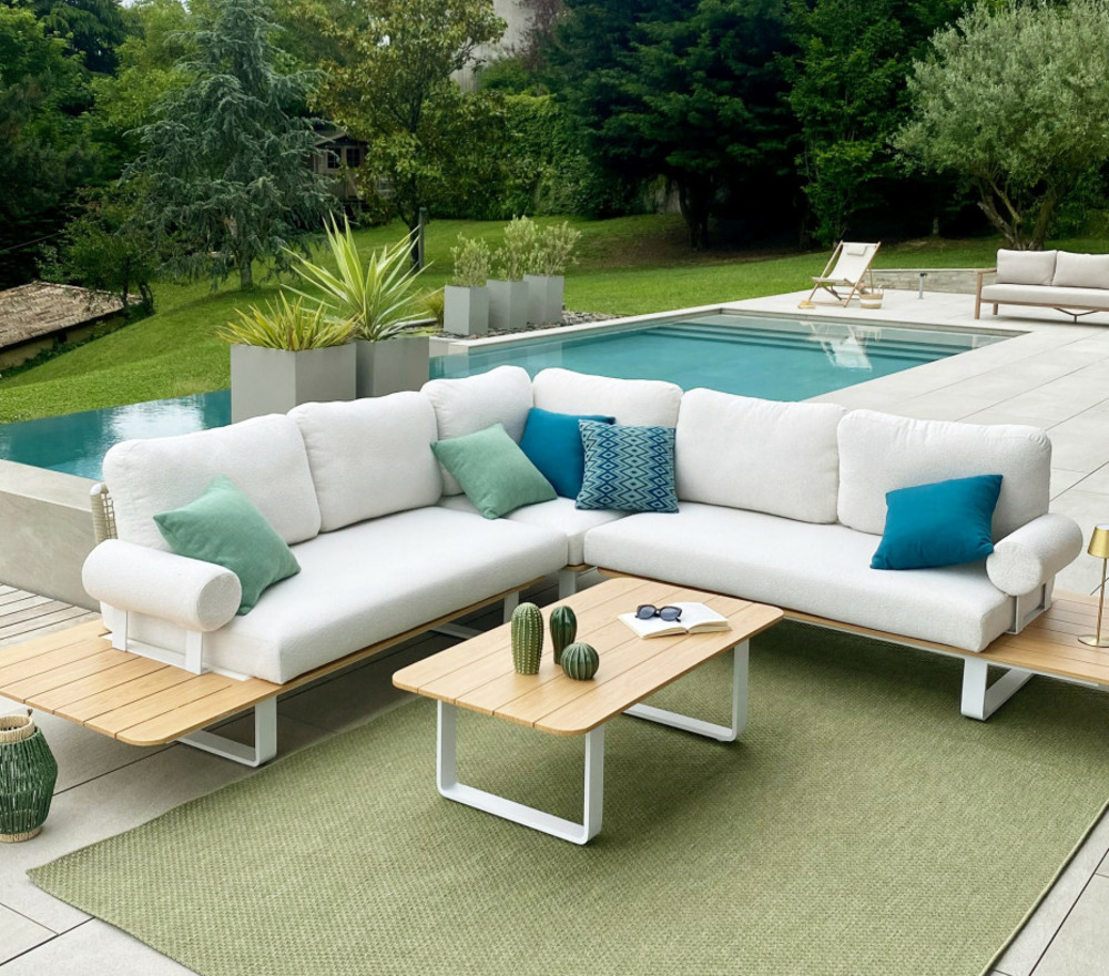 Salon de jardin en angle en aluminium - 6 places - bangkok