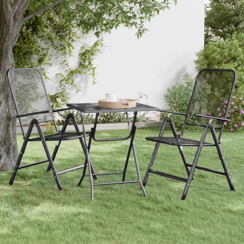 Table de jardin 60x60x72 cm maille métallique anthracite