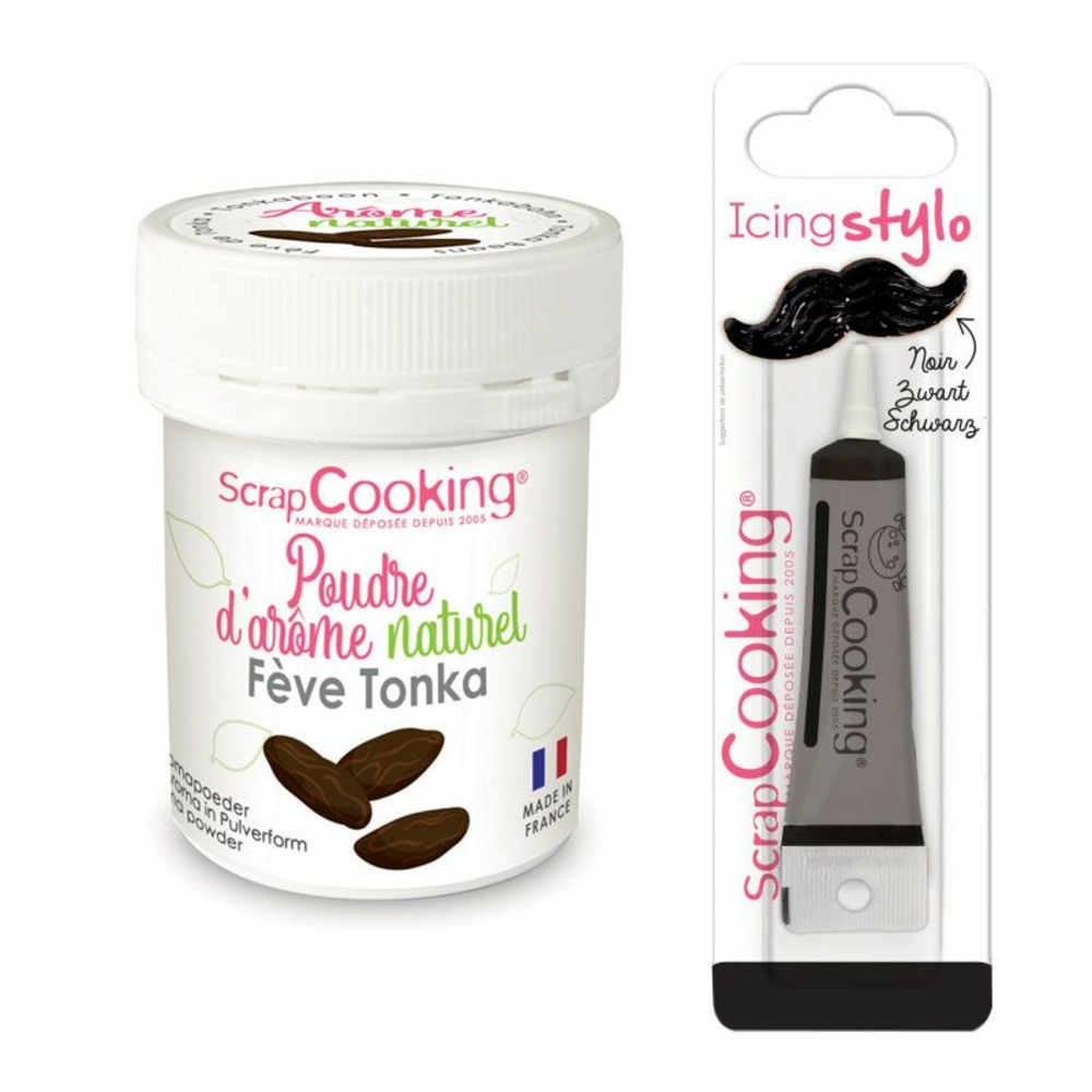 Arôme alimentaire naturel fève tonka + stylo de glaçage noir