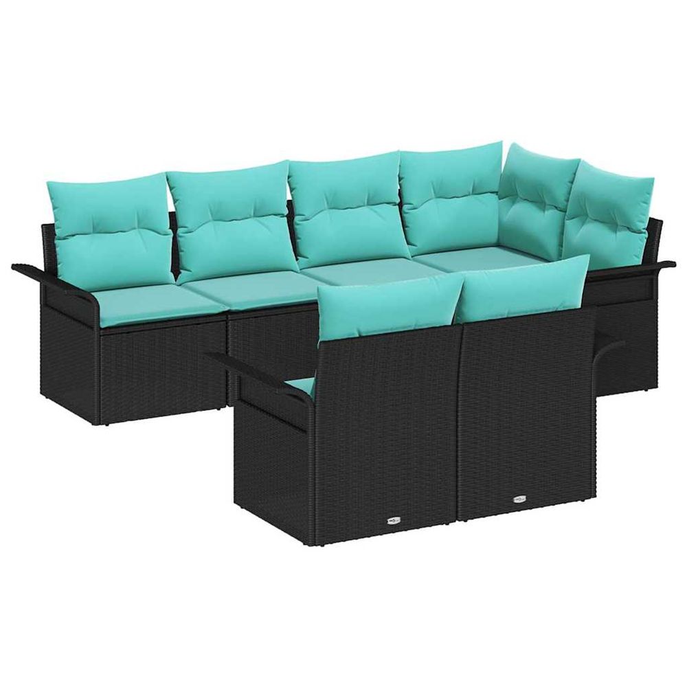 Ensemble de canapé de jardin 7 pc noir poly rotin