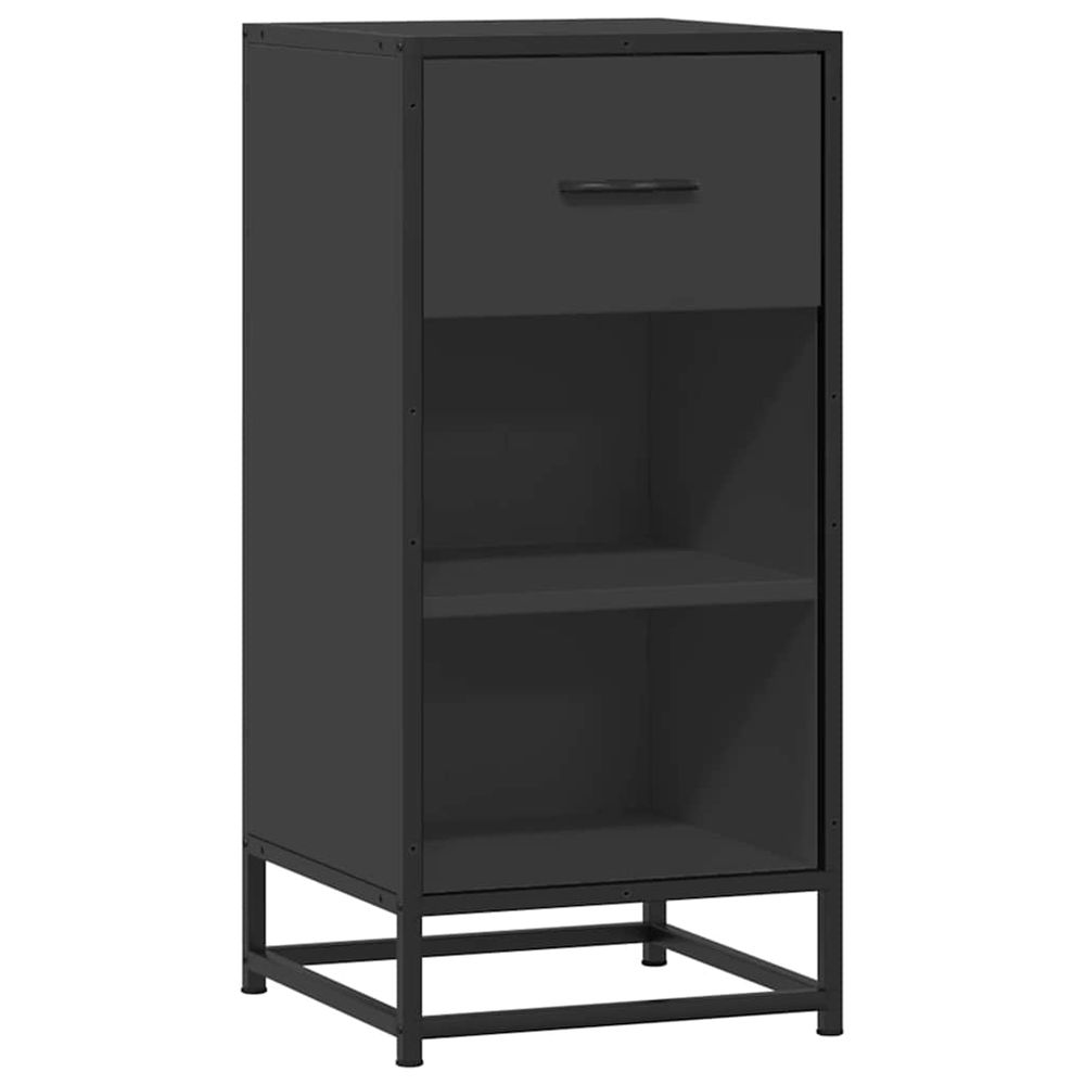 Buffet noir 35,5x35x76 cm bois d'ingénierie et métal