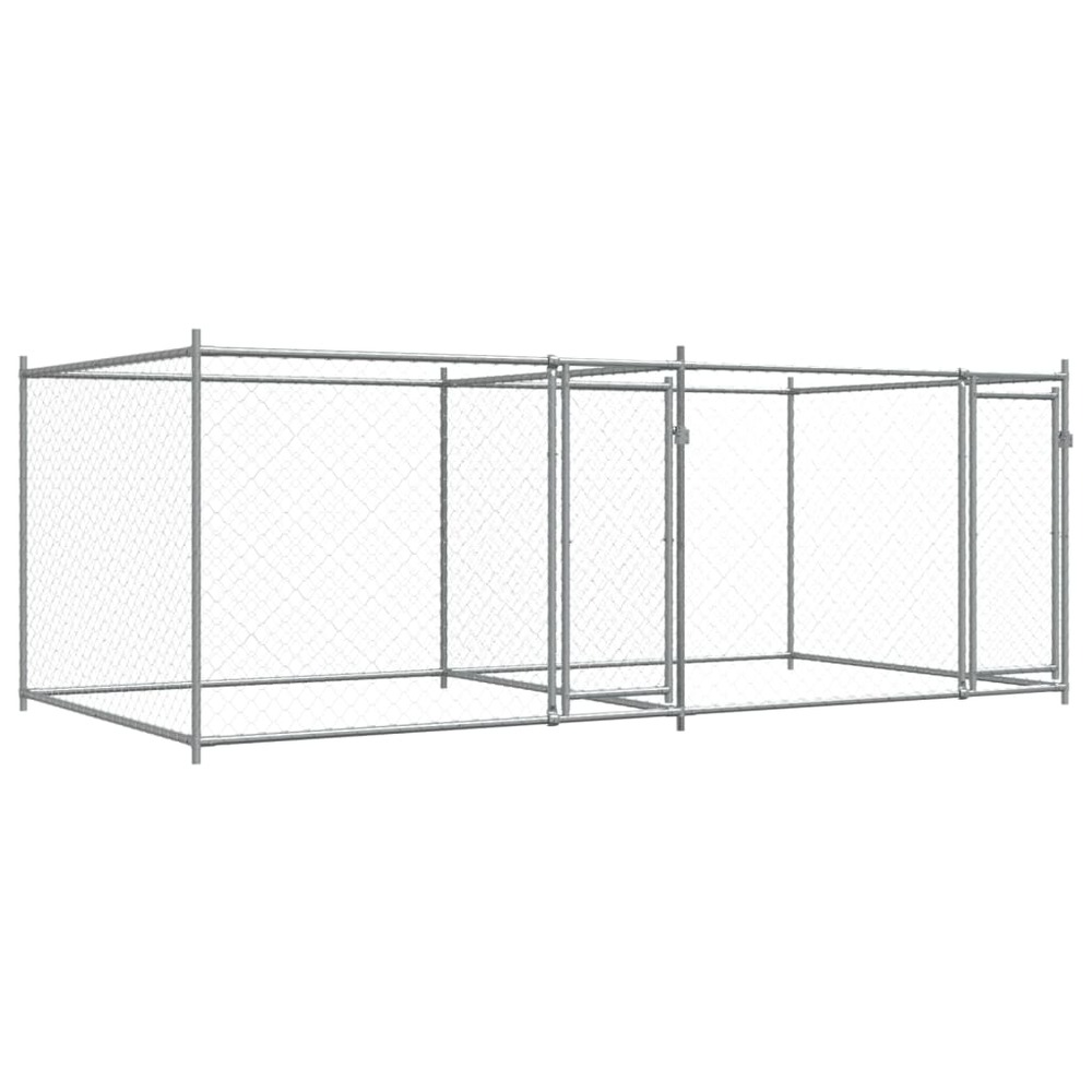 Cage pour chien avec portes 4 x 2 x 1,5 m acier galvanisé gris