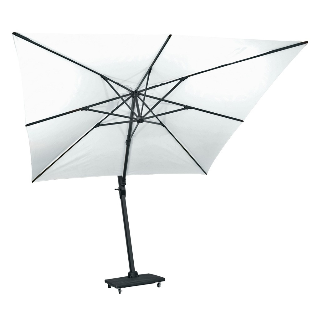 Parasol déporté aluminium noir toile écrue 3x3 m poseidon