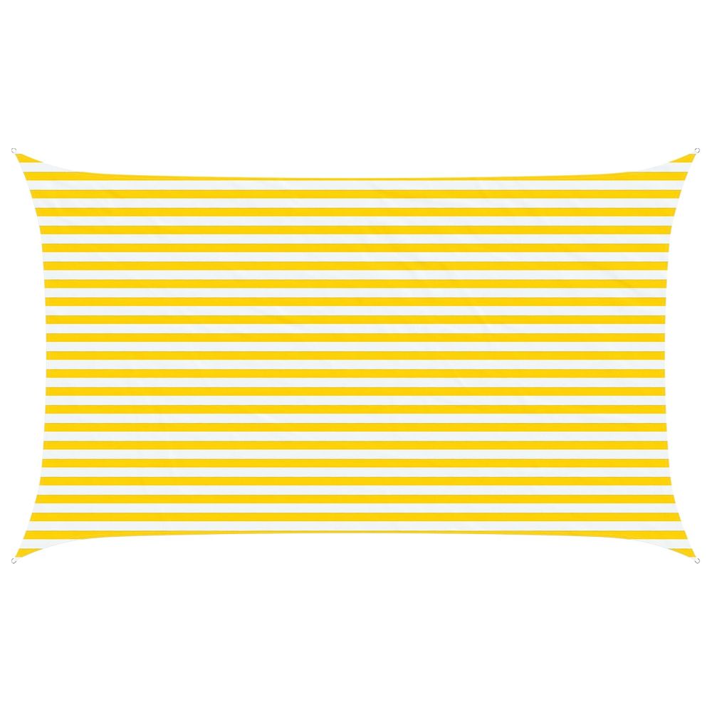 Voile d'ombre jaune et blanc 5 x 3 m 100 % polyester oxford