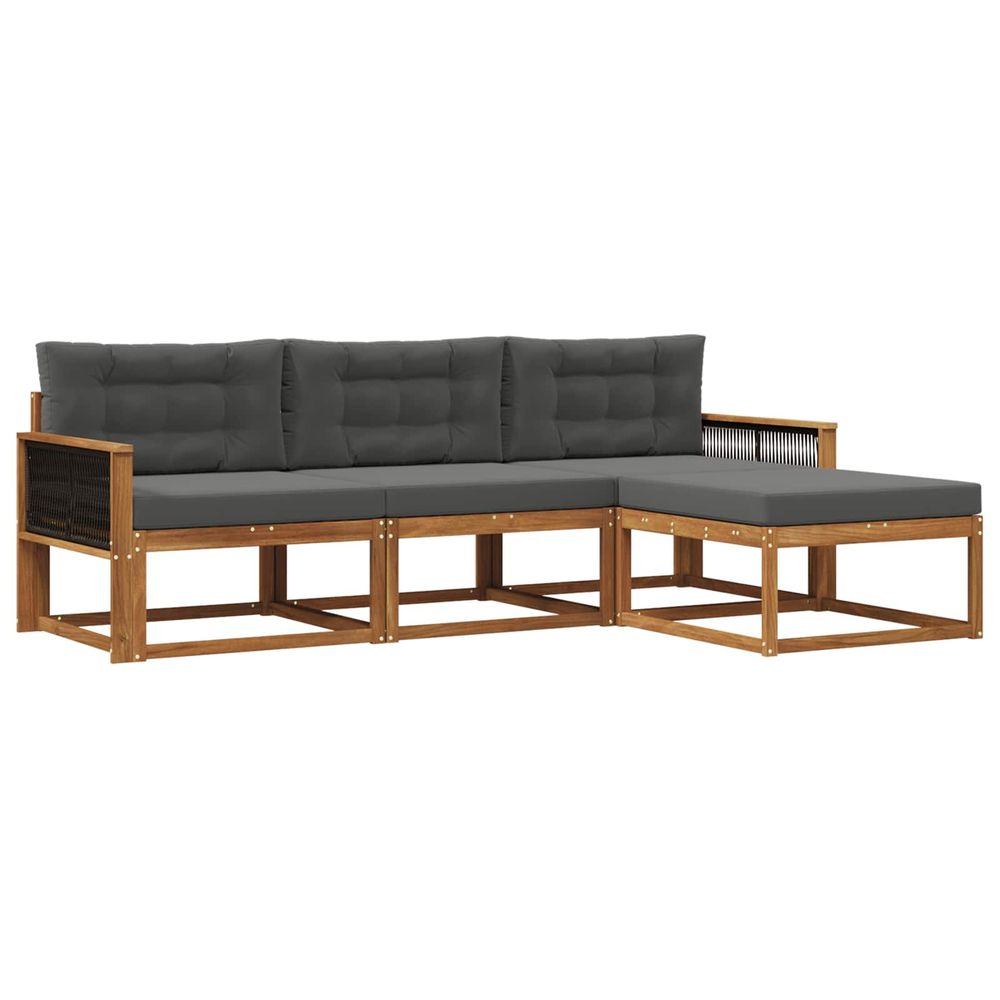 Ensemble de canapés d'extérieur 4 pc naturel et anthracite