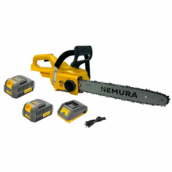 Tronçonneuse à batterie nemura 40v + 2 batteries 4ah + chargeur rapide - coupe de 40cm
