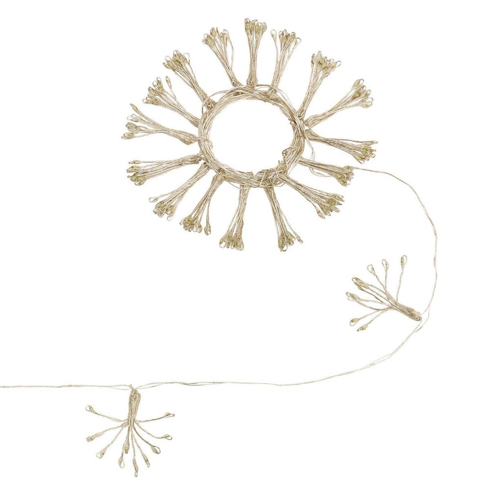 Guirlande lumineuse à pompons d'extérieur 5 m 250 led blanc froid fil cuivre 13 fonctions avec minuteur et transformateur