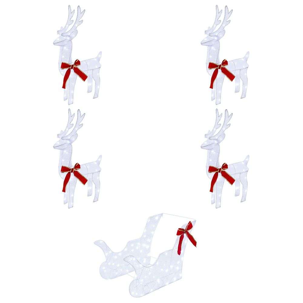 Renne de noël avec traîneau 5 pc 240 led blanc froid