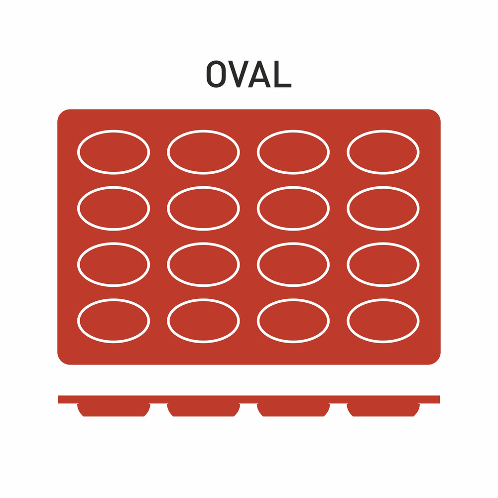Moule silicone 16 ovales 53x33 mm - pujadas