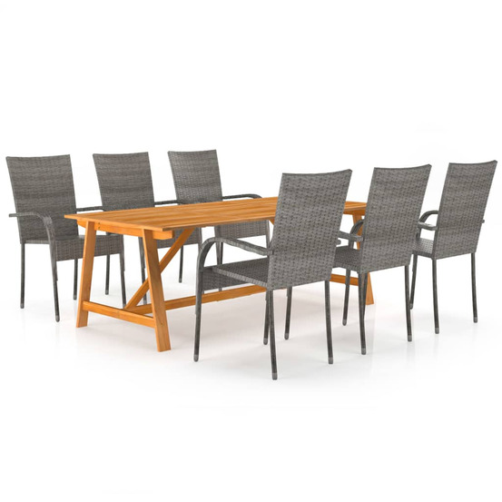 Ensemble à manger de jardin 7 pcs gris