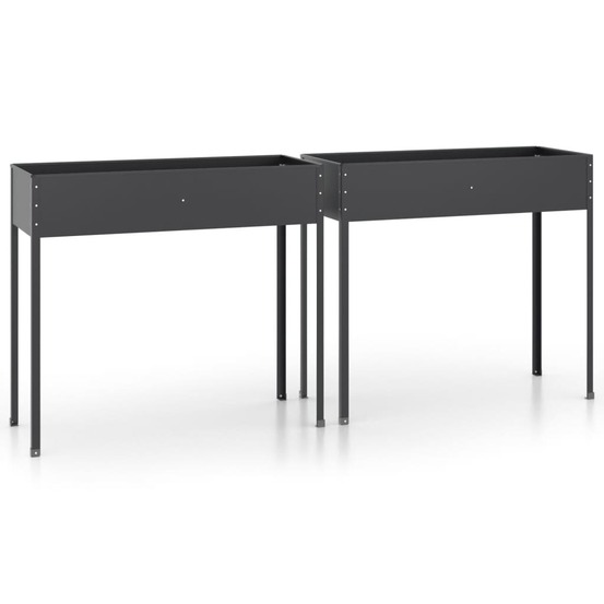 Jardinières 2 pcs anthracite acier galvanisé