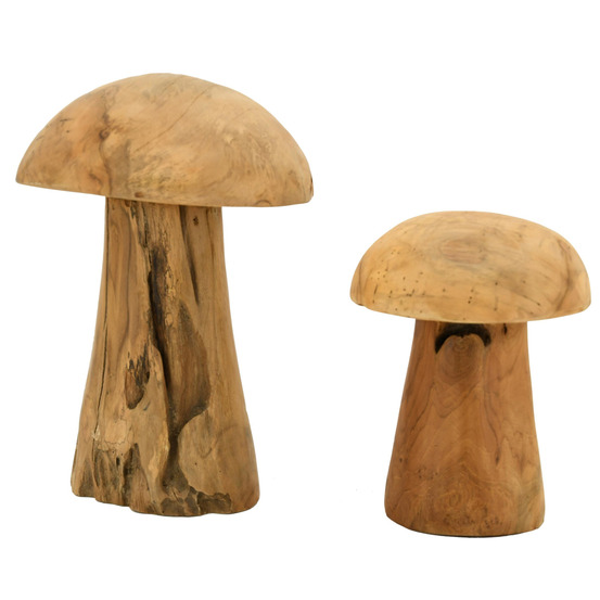 Champignons en teck naturel (lot de 2)