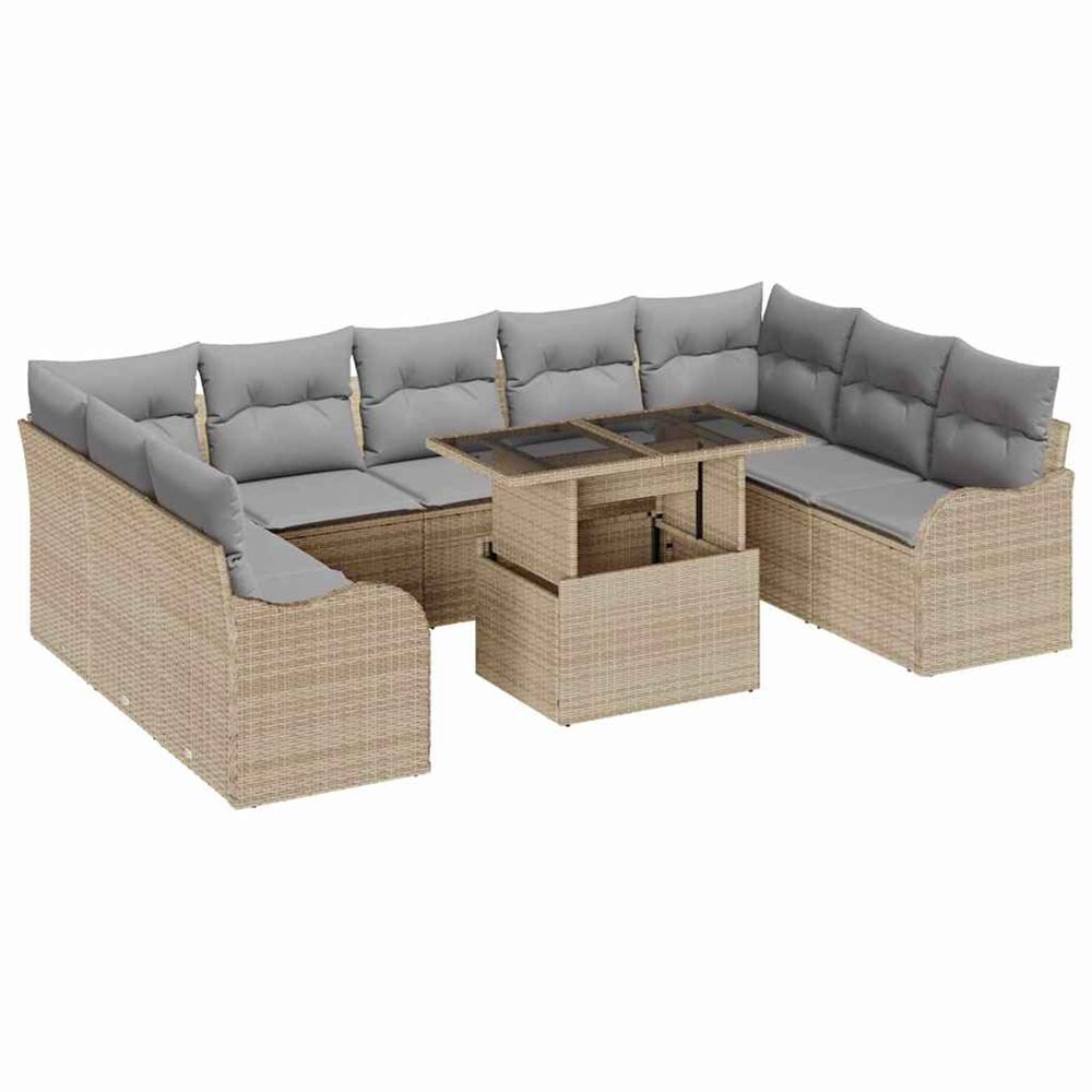 Ensemble de canapé de jardin 10 pc beige poly rotin
