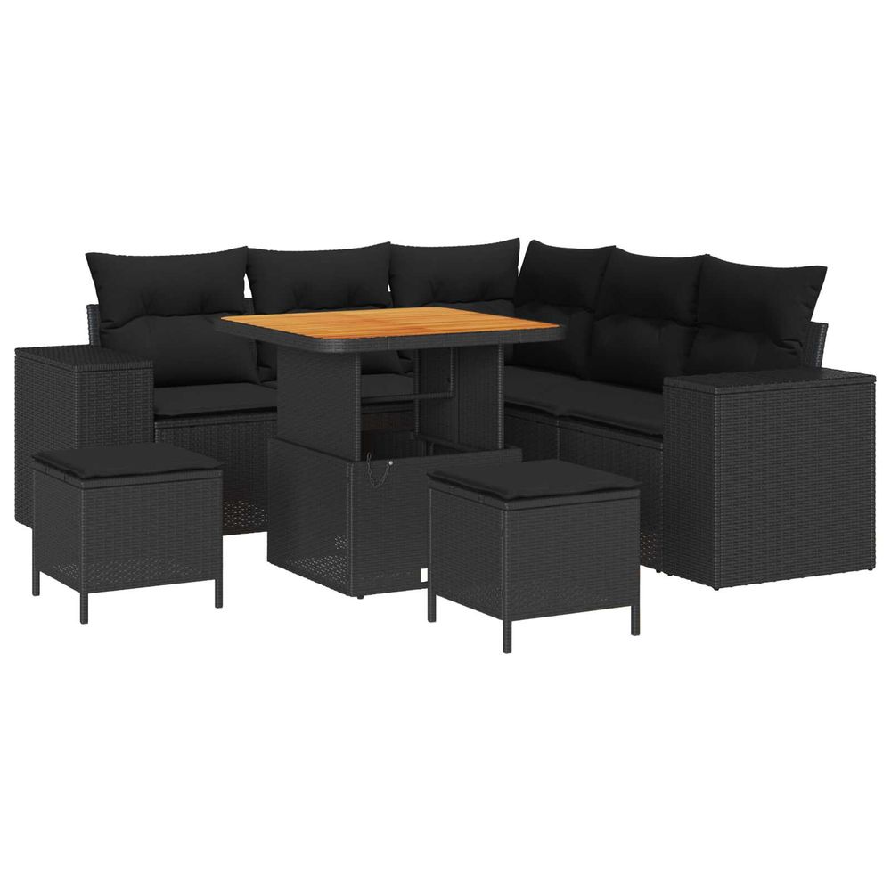 Ensemble de canapé de jardin 8 pc noir polyrotin