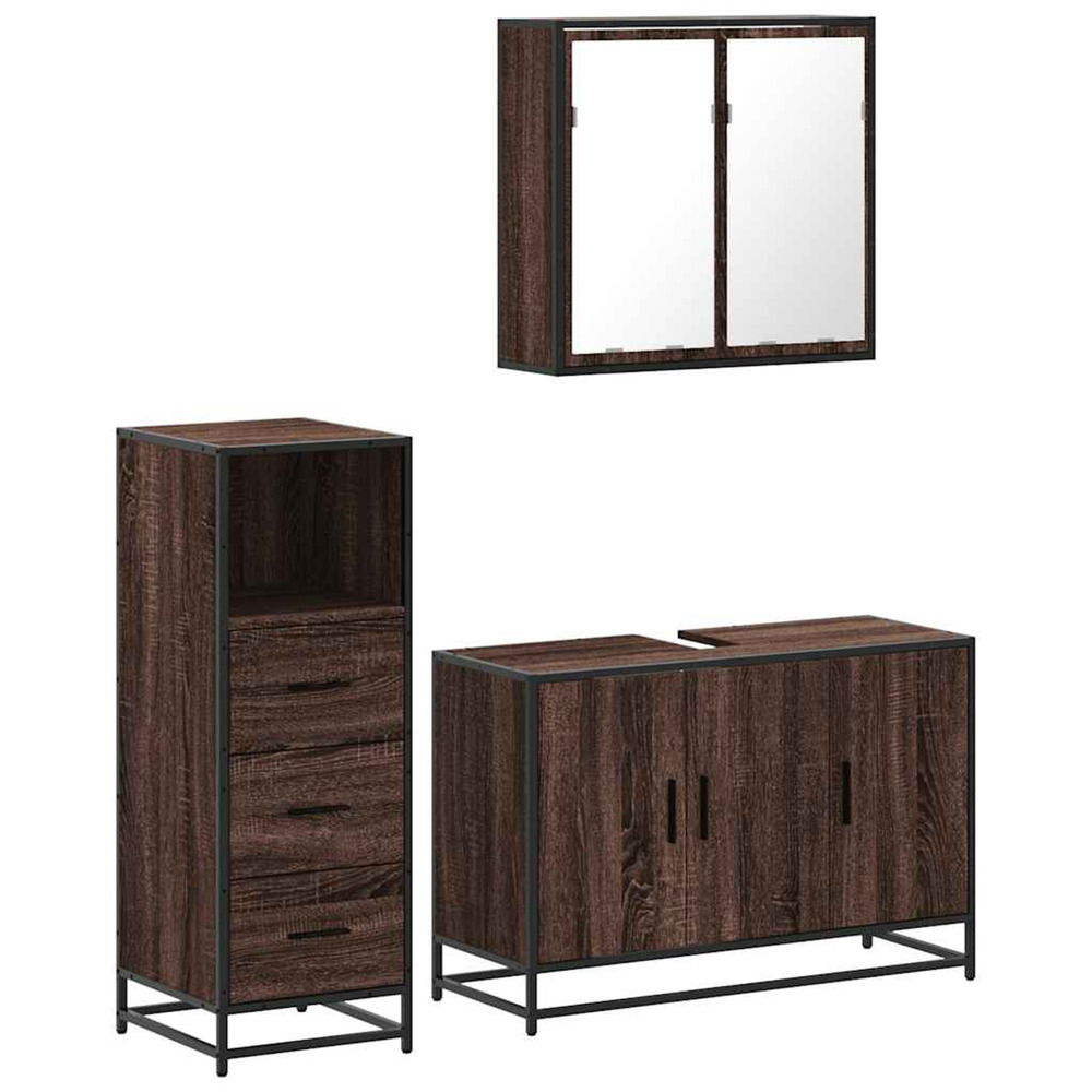 Ensemble de meubles de salle de bain 3 pcs chêne marron