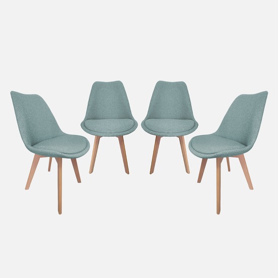 Lot de 4 chaises scandinaves revêtement tissu, pieds bois de hêtre - nils