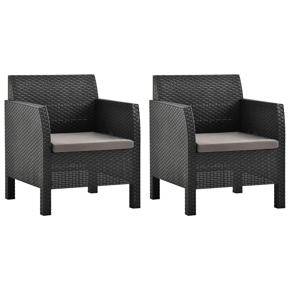 Chaises de jardin avec coussins lot de 2 pp rotin anthracite